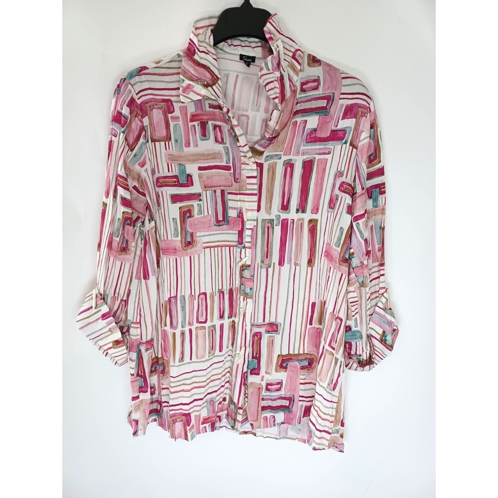 Shana Button Up Top Blouse Small Boho Artsy Festival Lightweight Eclectic